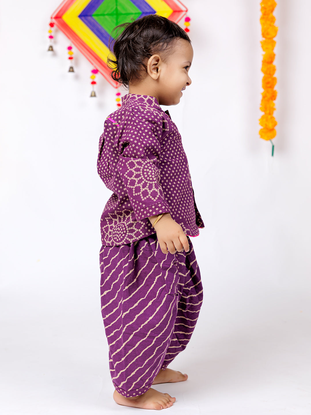 Festive Glow – Purple Ethnic Kurta Dhoti