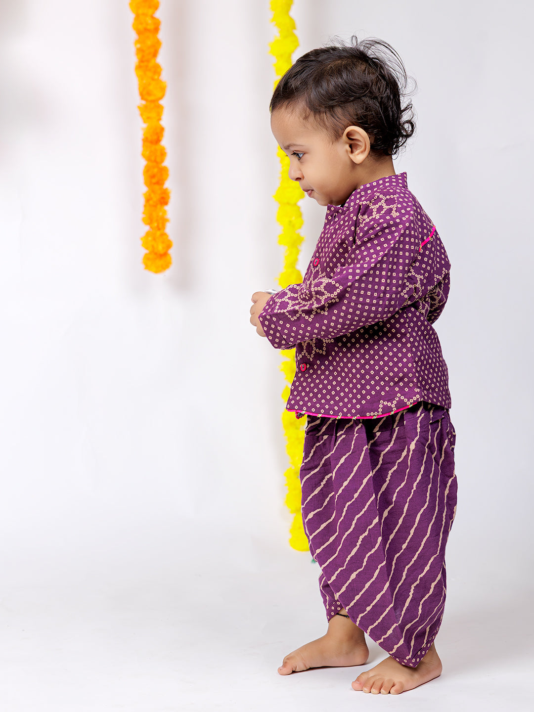 Festive Glow – Purple Ethnic Kurta Dhoti