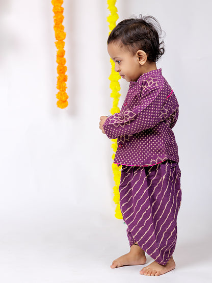 Festive Glow – Purple Ethnic Kurta Dhoti