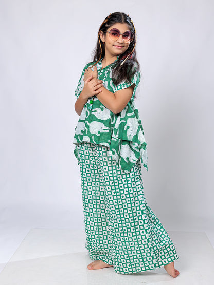 Block Print Vibes: Stylish Cotton Co-Ord Set for Girls