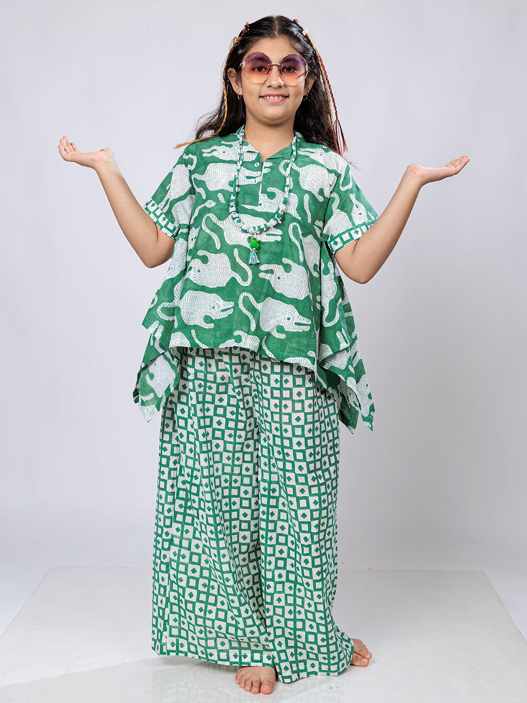 Block Print Vibes: Stylish Cotton Co-Ord Set for Girls