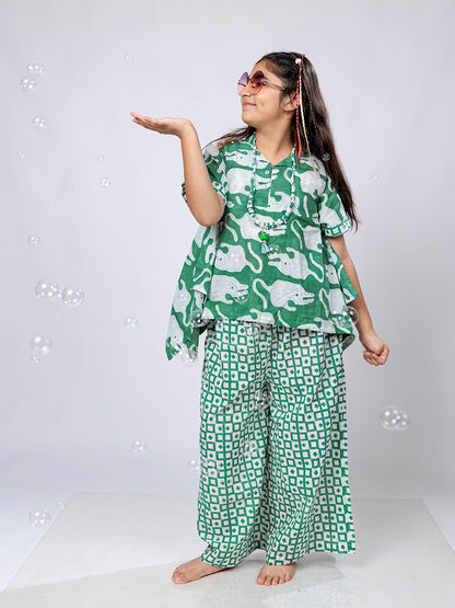 Block Print Vibes: Stylish Cotton Co-Ord Set for Girls