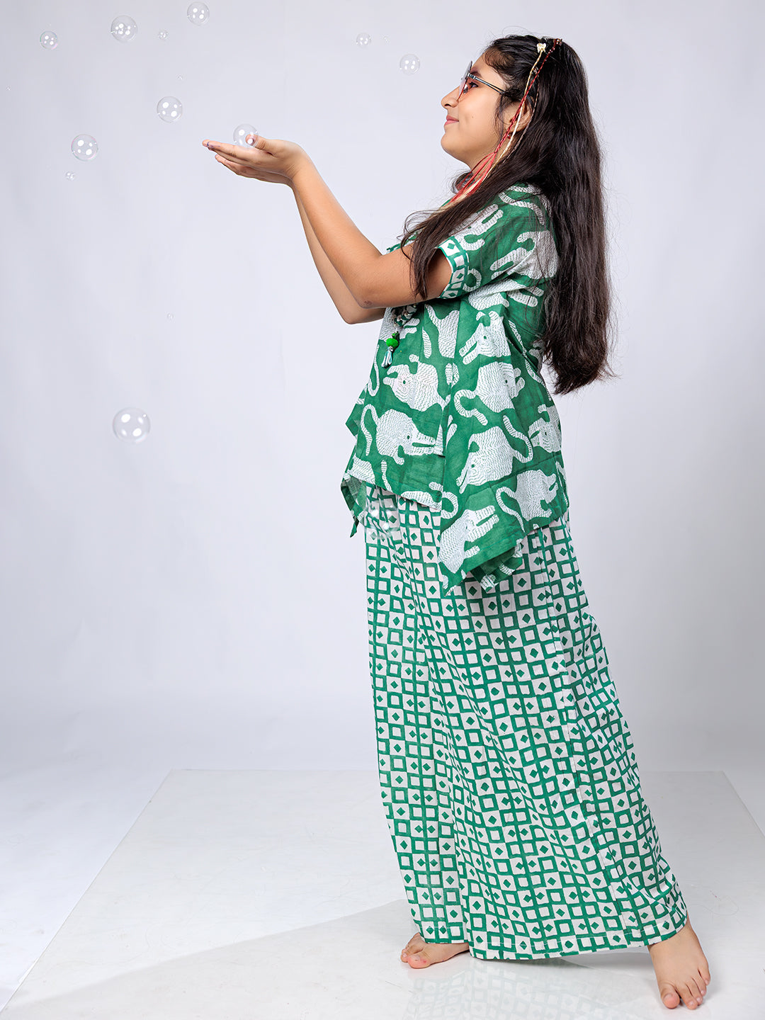 Block Print Vibes: Stylish Cotton Co-Ord Set for Girls