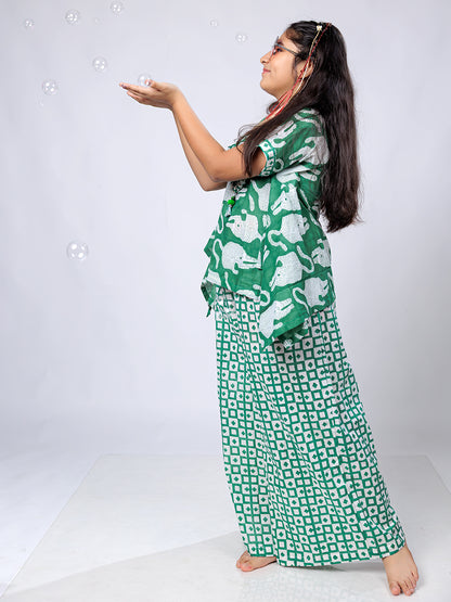 Block Print Vibes: Stylish Cotton Co-Ord Set for Girls