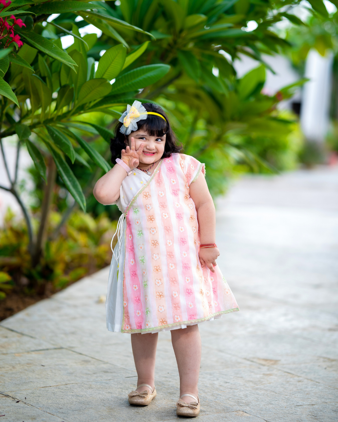 Baby Girl Floral Embroidered Angarakha Dress