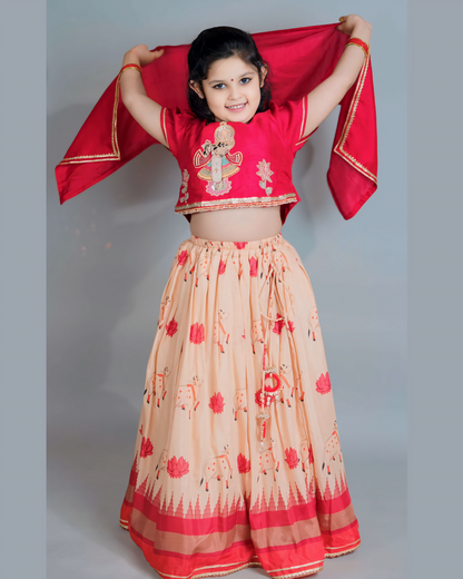 Girls Lord Krishna Pichwai Lehenga