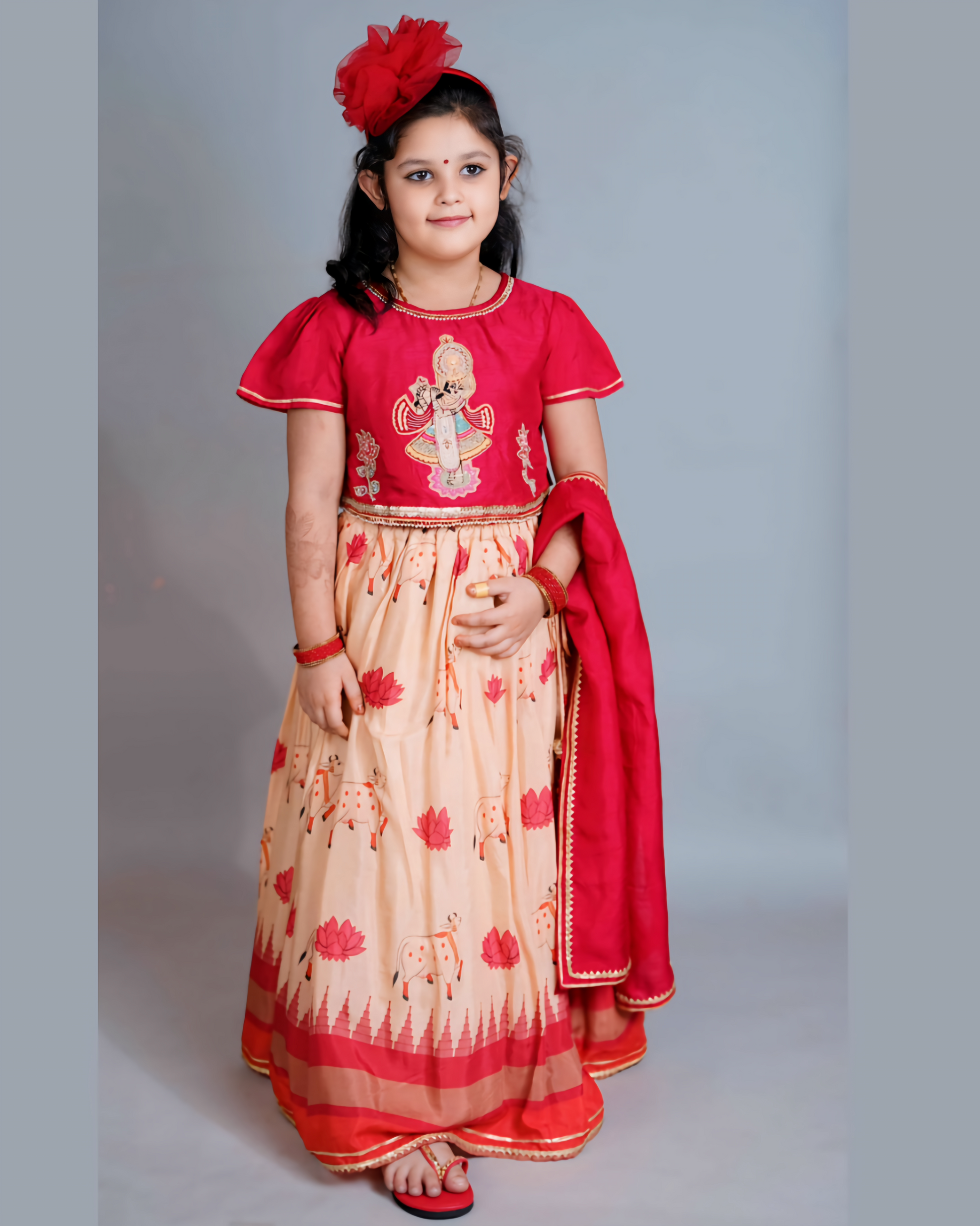 Girls Lord Krishna Pichwai Lehenga