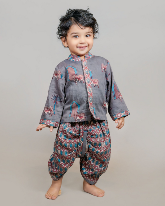 Baby Boy Shyaam Varna Krishna Cow Dhoti Kurta Set