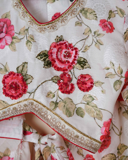 Little Blossom – Floral Muslin Lehenga Set for Girls