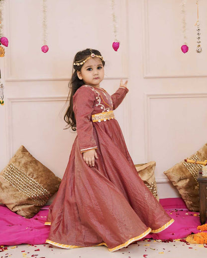 Festive Sparkle Maroon Anarkali for Little Girls
