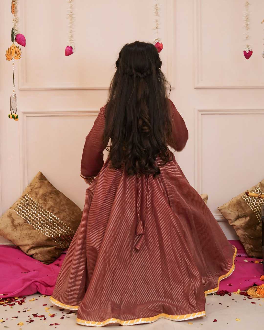 Festive Sparkle Maroon Anarkali for Little Girls