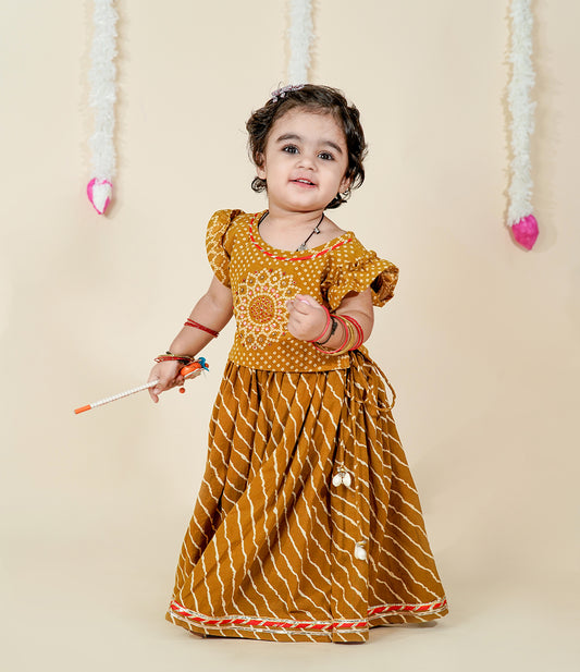 Mustard Magic Bandhani Lehenga Set