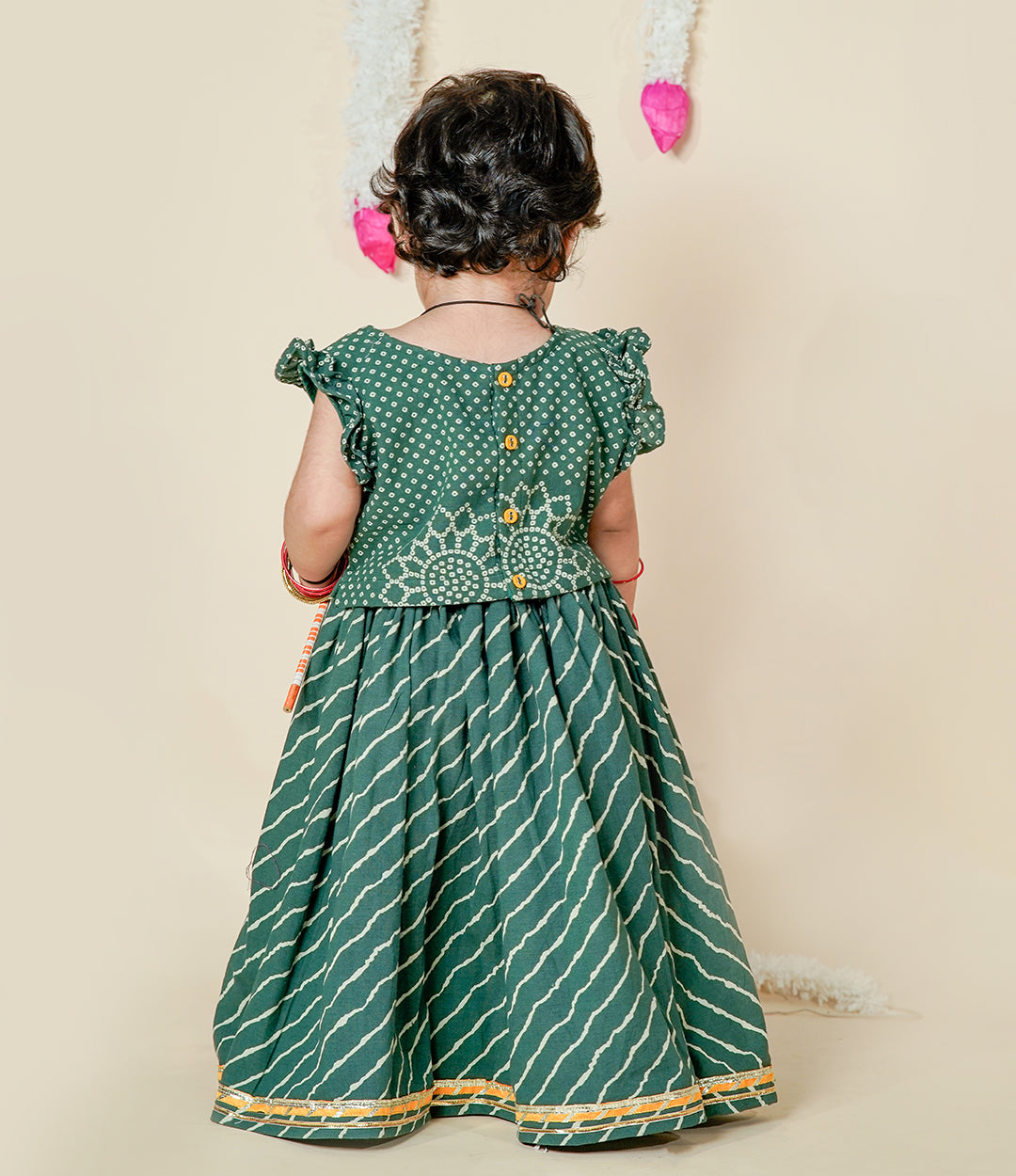 Bandhani Elegance -Festive set for Baby Girl
