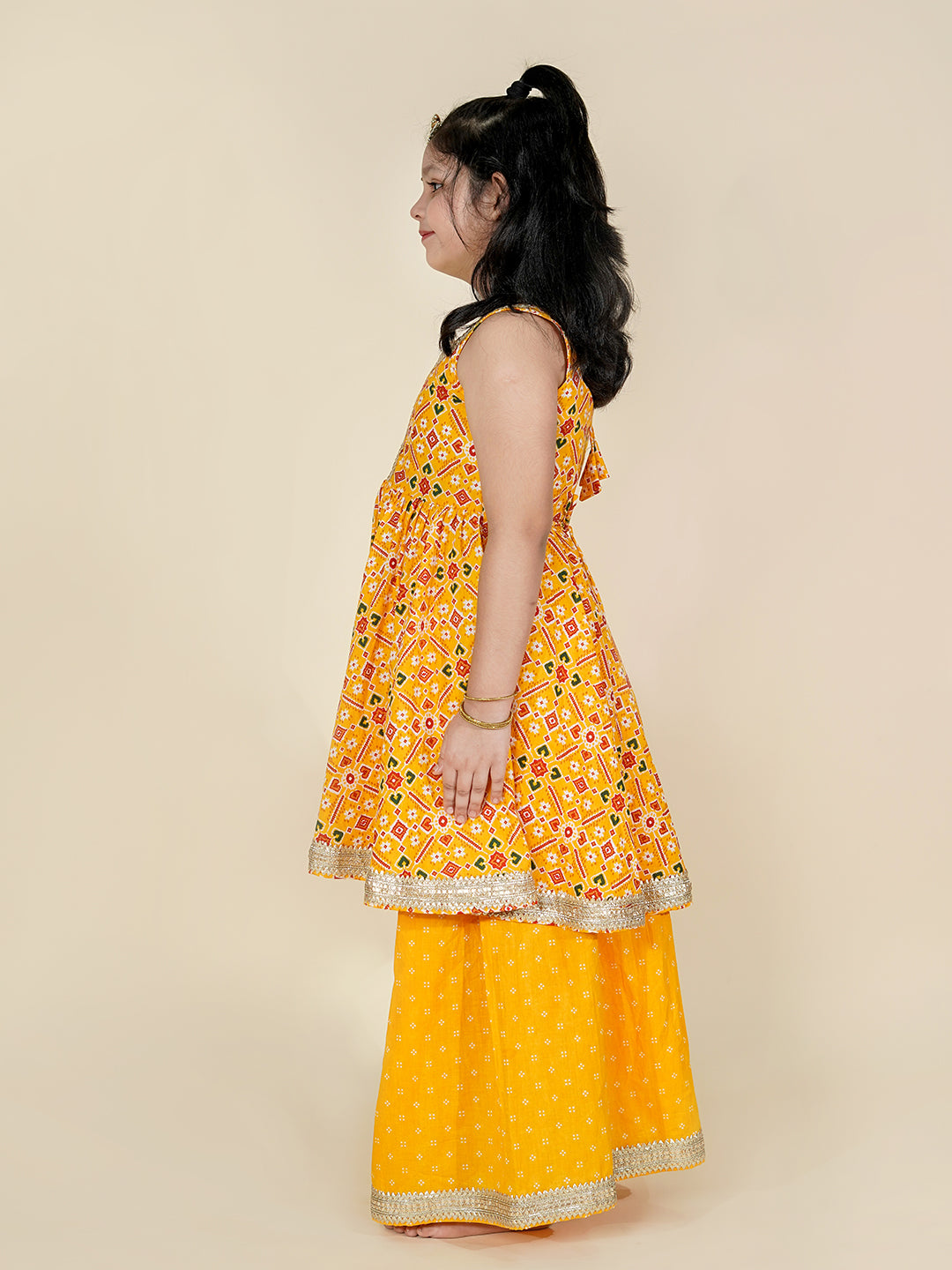 Little Sunshine Patola Set - Cotton Kurti & Palazzo Set
