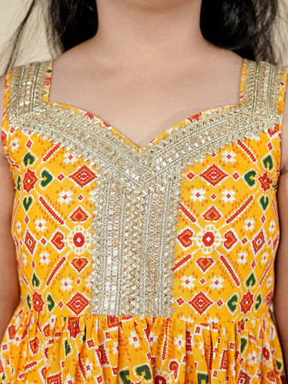 Little Sunshine Patola Set - Cotton Kurti & Palazzo Set