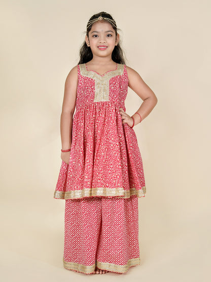 Festive Glow – Cotton Kurta Palazzo Set for Girls