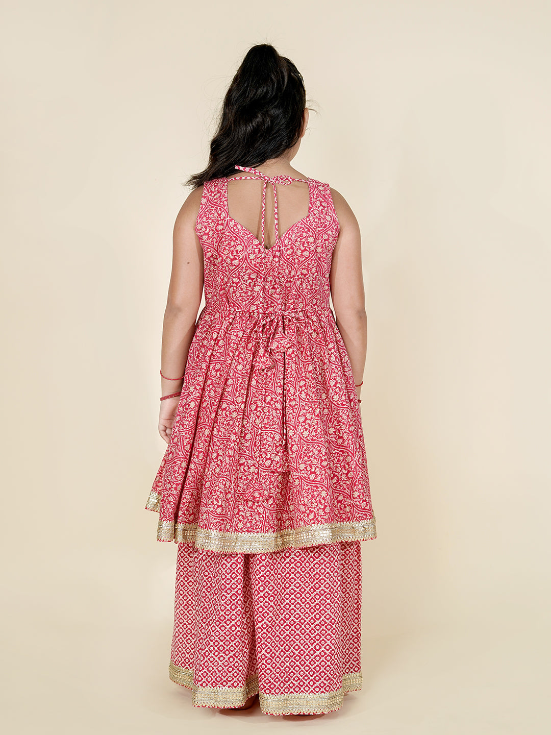 Festive Glow – Cotton Kurta Palazzo Set for Girls