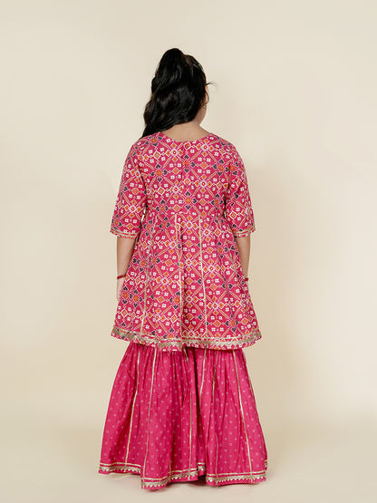 Gulabi Angrakha – Patola Print Kurta with Sharara