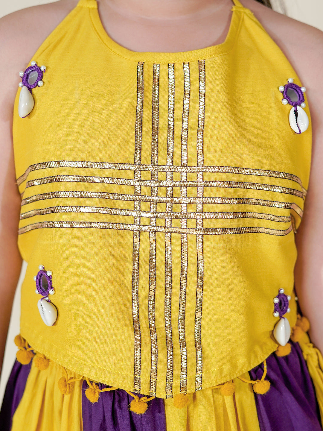 Navratri Charm – Mustard & Purple Lehenga Choli for Kids