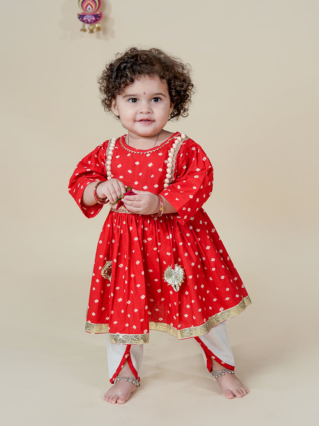 Chanda Mama Kids red kurta dhoti set for baby girls – festive ethnic wear