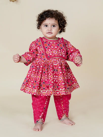 Rajkumari Vibes – Patola Kurta with Dhoti Pant Set for Baby Girls
