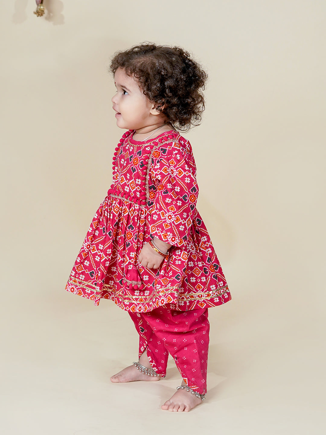 Rajkumari Vibes – Patola Kurta with Dhoti Pant Set for Baby Girls