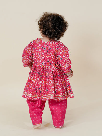 Rajkumari Vibes – Patola Kurta with Dhoti Pant Set for Baby Girls