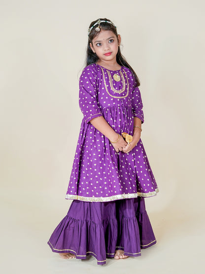 Purple Sharara set For Girl