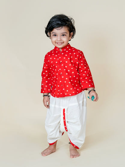 BABY BOY RED DHOTI KURTA SET
