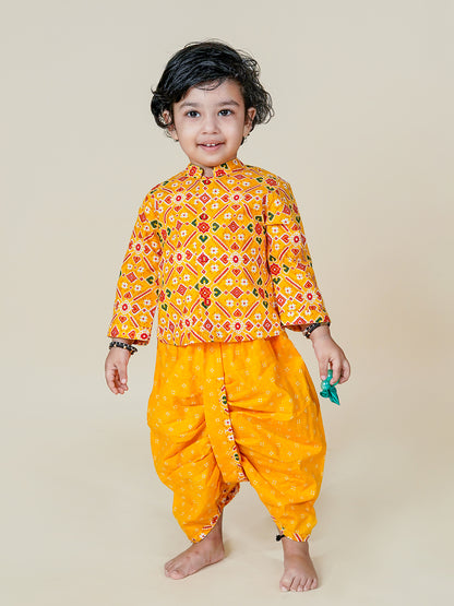 Baby Boy Yellow Festive Dhoti Kurta Set