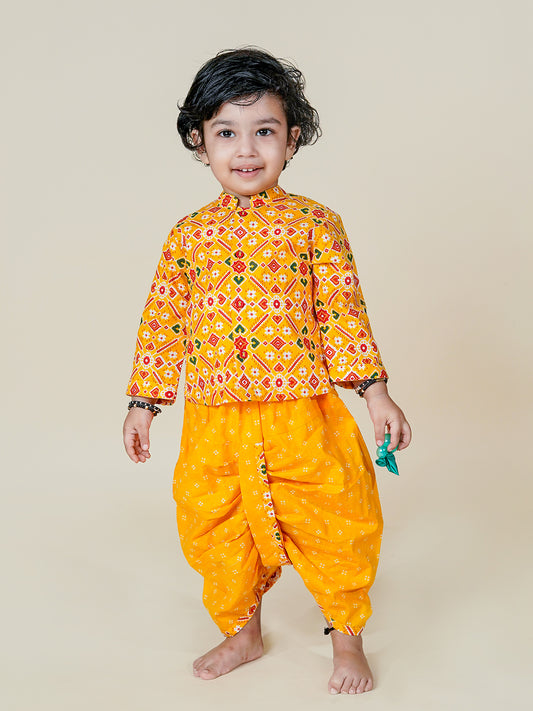 Baby Boy Yellow Festive Dhoti Kurta Set