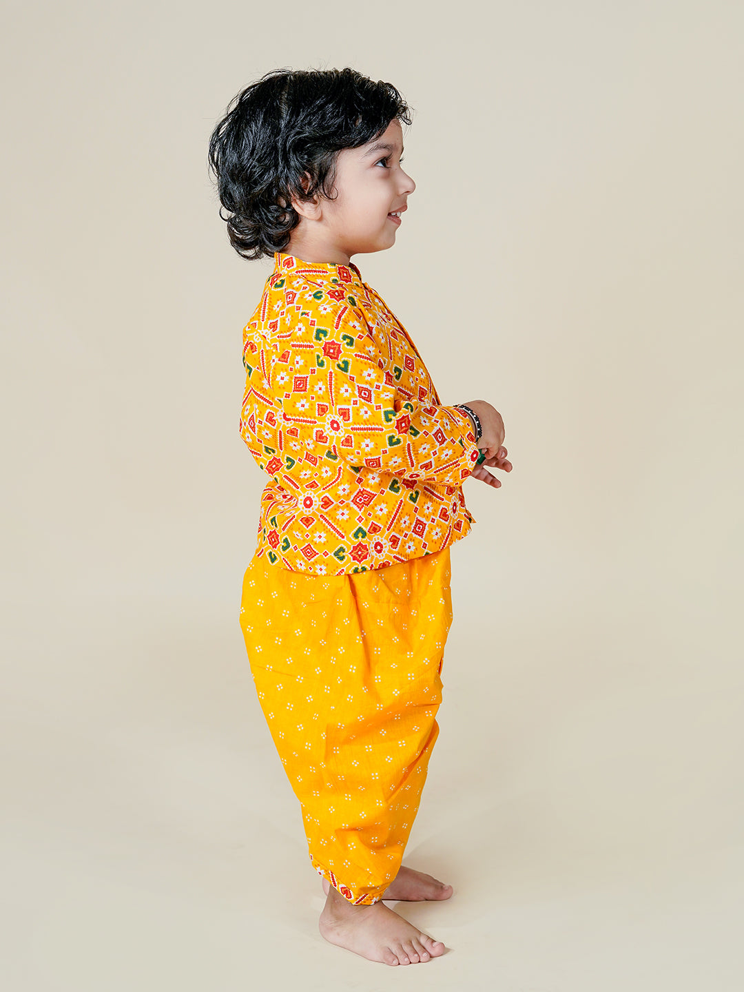 Sunshine Mustard – Patola Print Kurta with Dhoti Pants