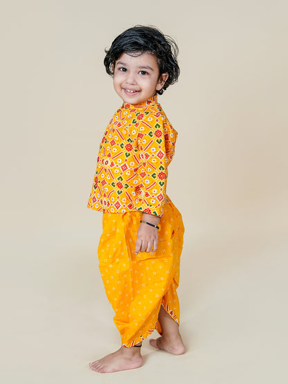 yellow Dhoti Kurta For New Born Baby Boy