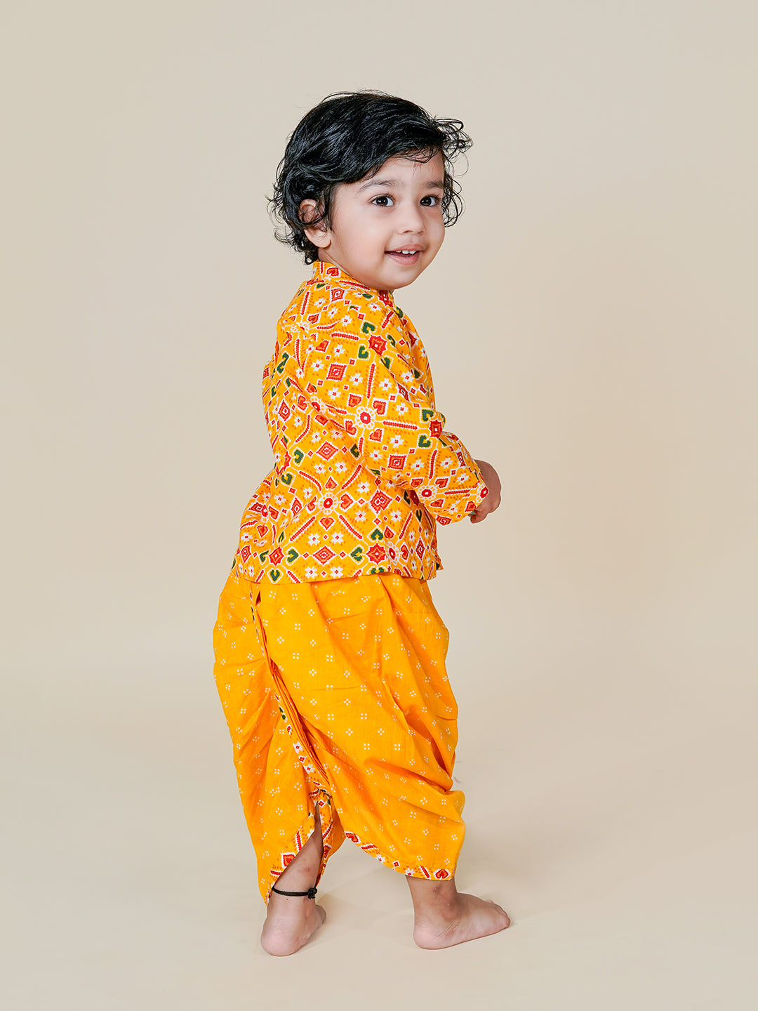 Sunshine Mustard – Patola Print Kurta with Dhoti Pants