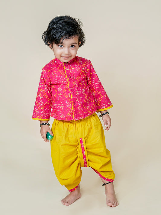 baby boy Pink Dhoti Kurta Set