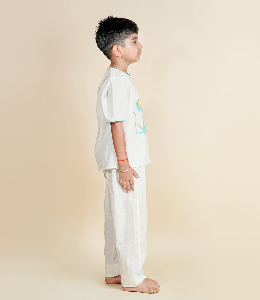 Little Yogi – White Cotton Yoga Set  (For Boys)