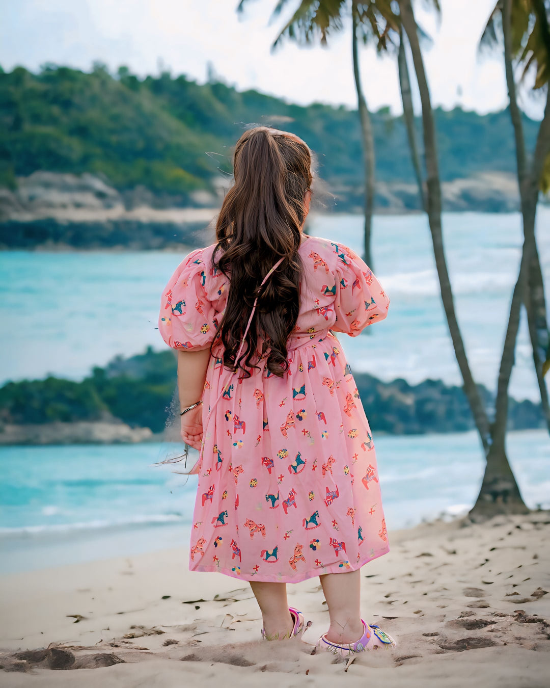 Baby Girl Pink Unicorn Dress With Sling Bag