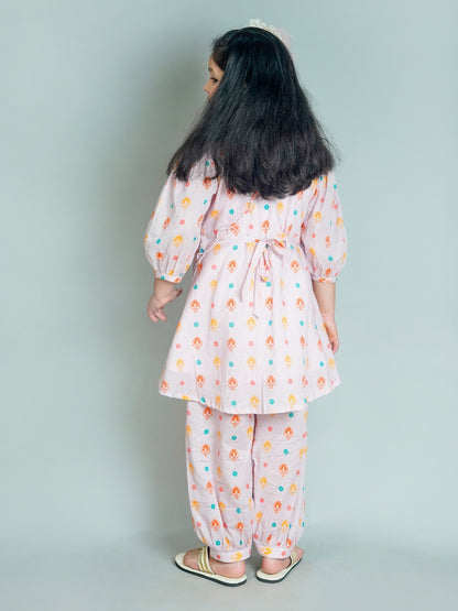 Tiny Trendsetter – Pastel Pink Kurta Set for Girls