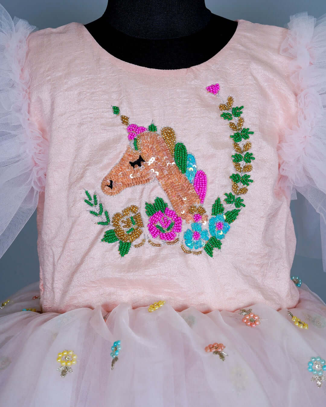 GIRLS : BABY PINK UNICORN PARTY DRESS