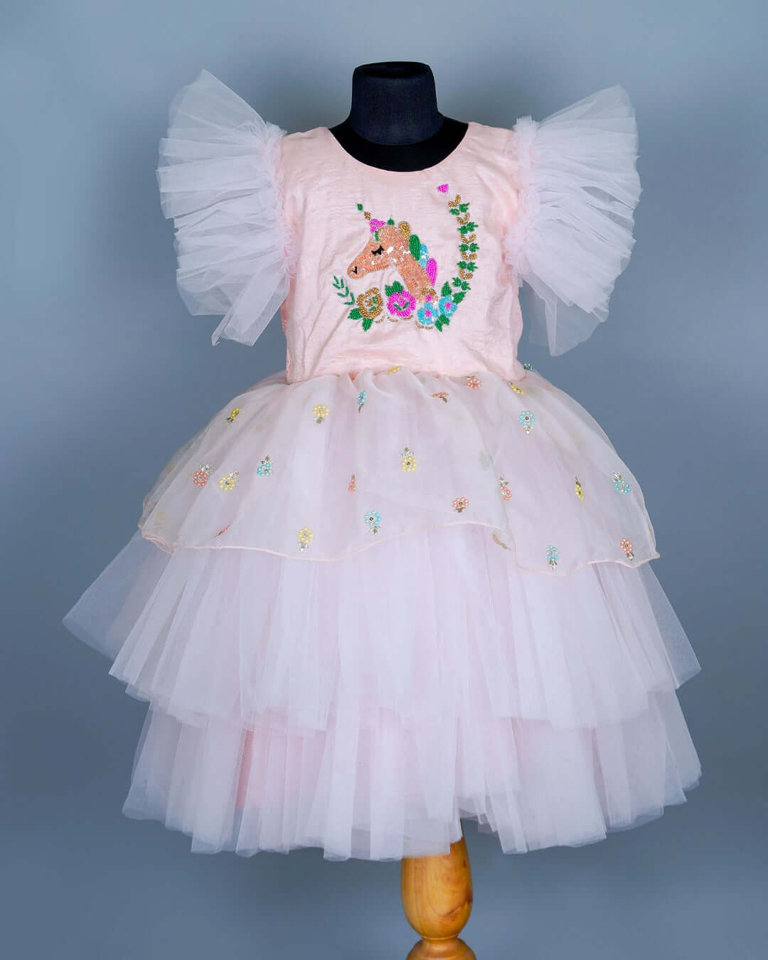 GIRLS : BABY PINK UNICORN PARTY DRESS