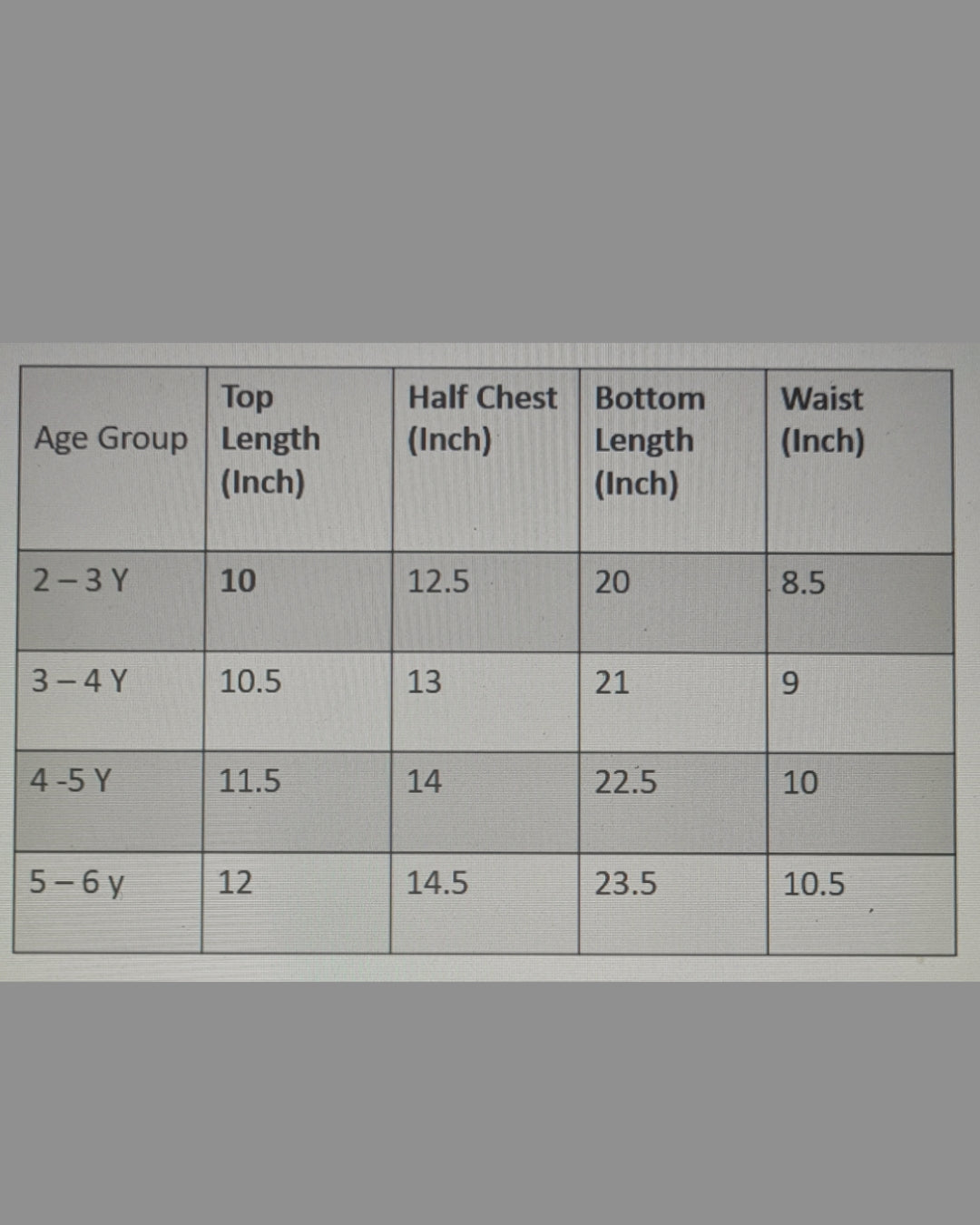 Size Chart