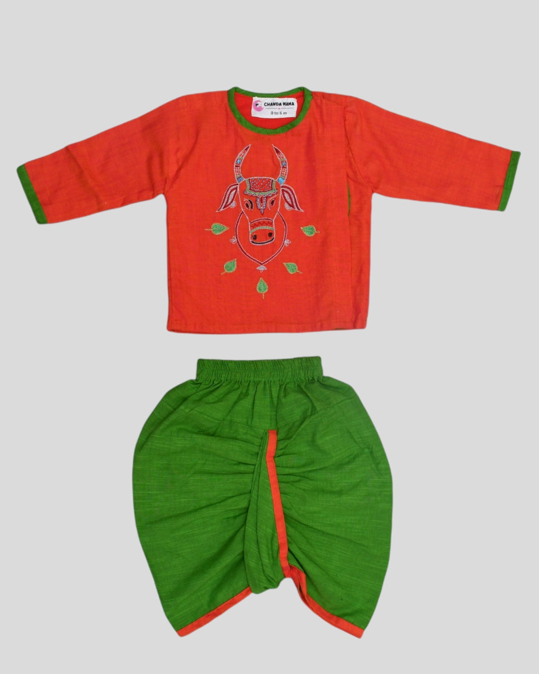Cow Embroidered Dhoti kurta Set For Baby Boy