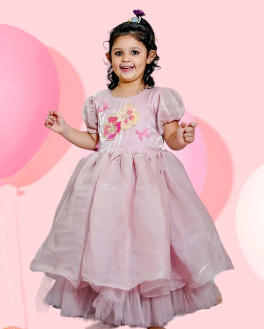 Blush Pink Party Gown For Girls