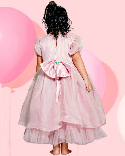 Girls Blush Pink Party Gown For Girls