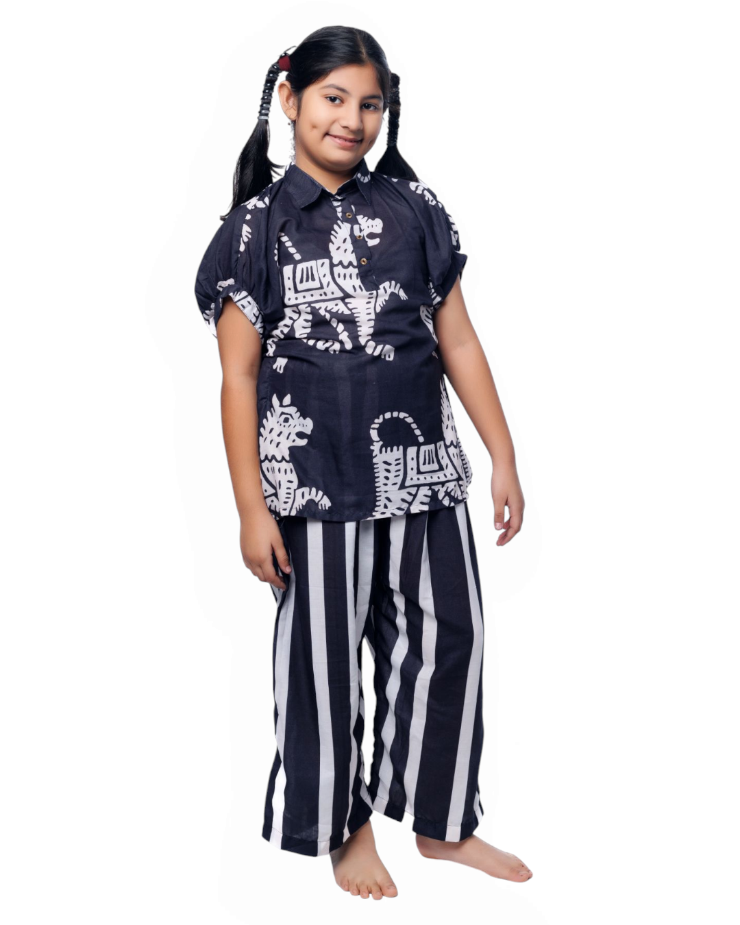 Girls Black tiger print Co-ord sets