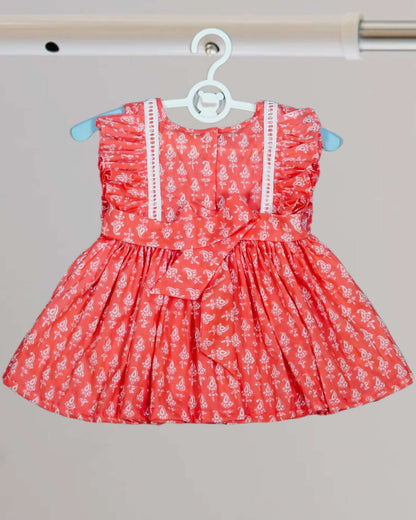 Baby Girl Peach Floral Print Dress
