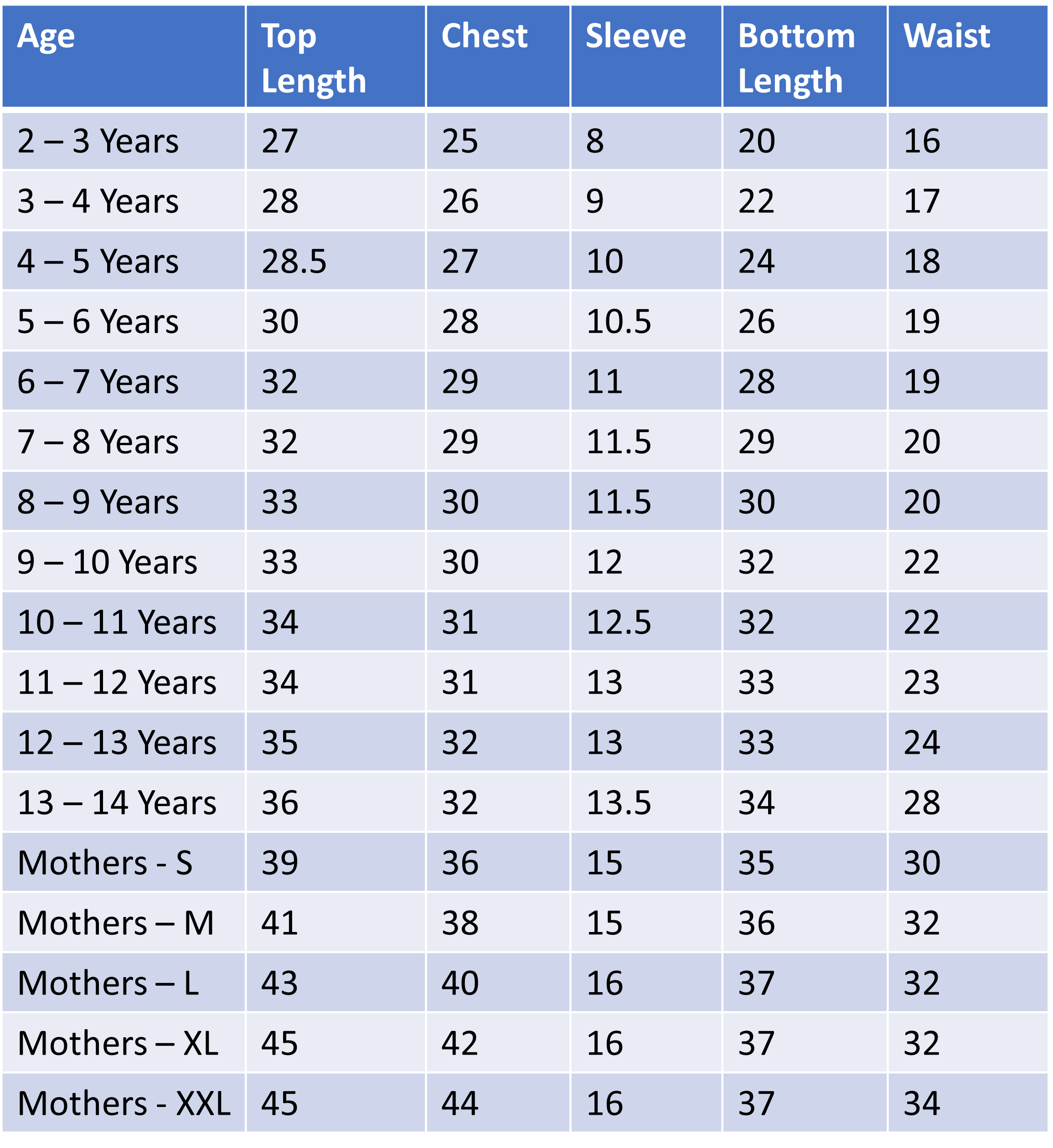 Size Chart