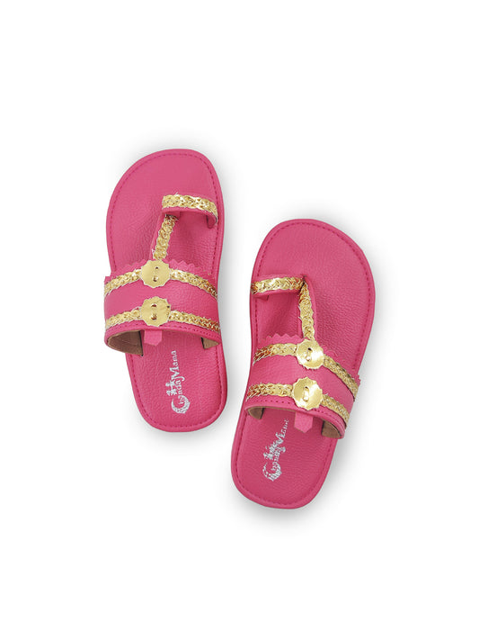 Girls Pink Ethnic kolhapuri Comfort Sandal