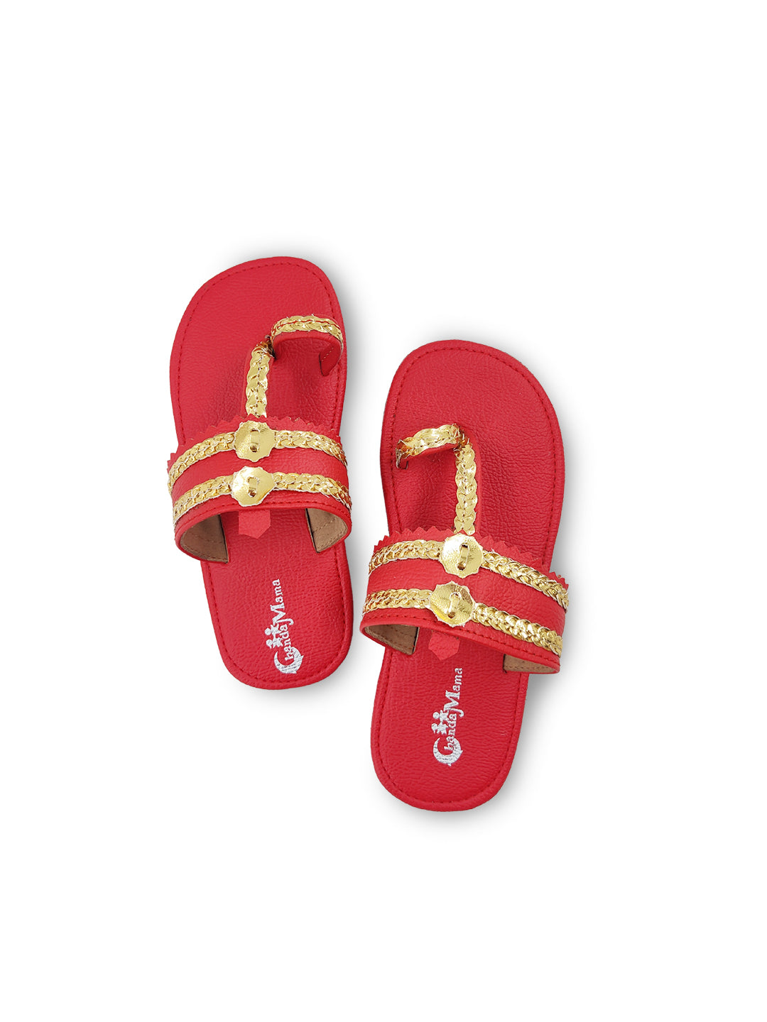 Girls Red Ethnic kolhapuri Comfort Sandal