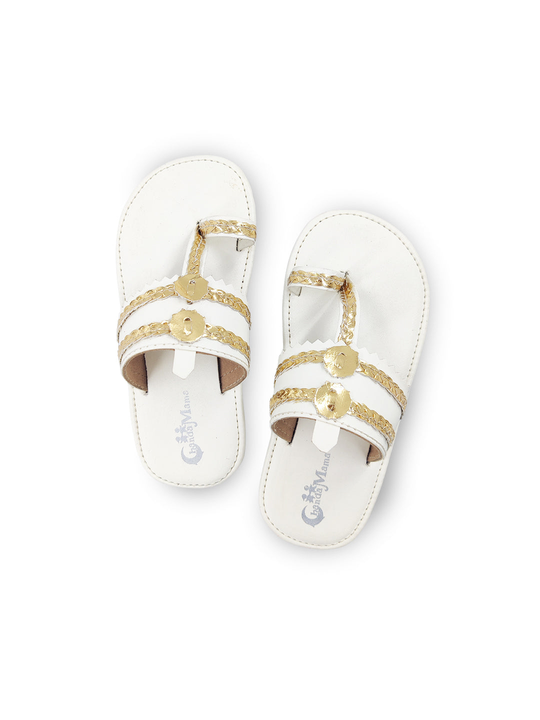 Girls White Ethnic kolhapuri Comfort Sandal